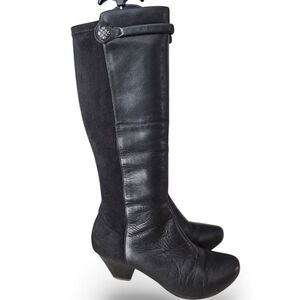 Dansko Tall Pull On Stretch Boot Womens Size 41 US 10.5-11 Black Leather Suede